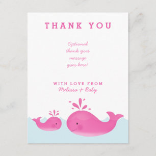 Cute Pink Whale Girl Baby shower Bedankt voor je k