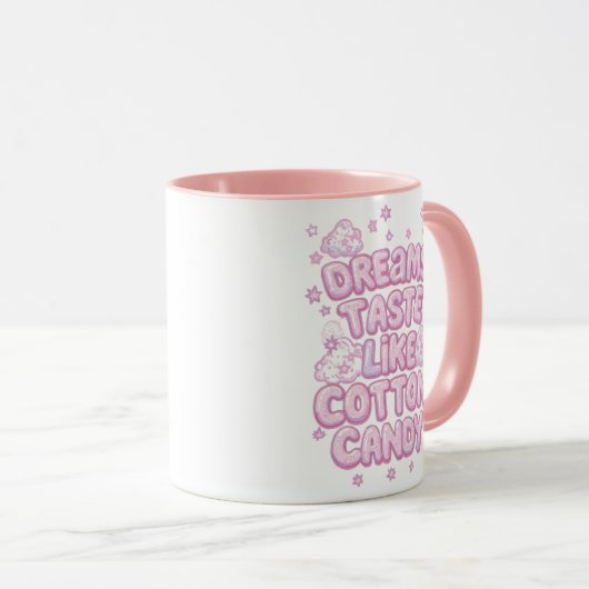 Cute Pink Whimsical Dreamer Typography Mok (Voorkant rechts)