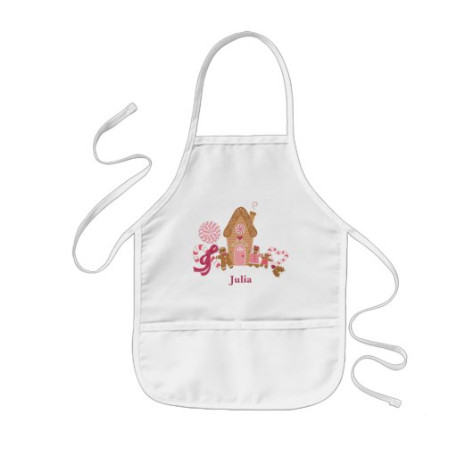 Cute Pink White Gingerbrood Snoep Kinder Apron Kinder Schort (Voorkant)