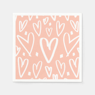 Cute Pink White Heart Pattern Servet