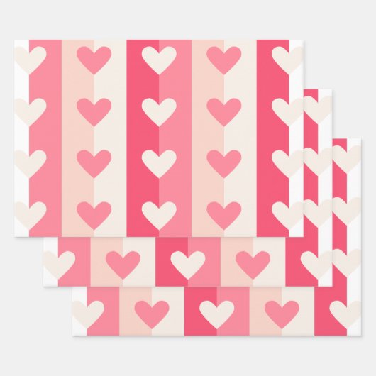 Cute Pink White Heart Pattern Valentijn SweeLiever Inpakpapier Vel (Set)