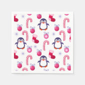 Cute Pink & White Kerstpatroon met pinguïns Servetten (Voorkant)