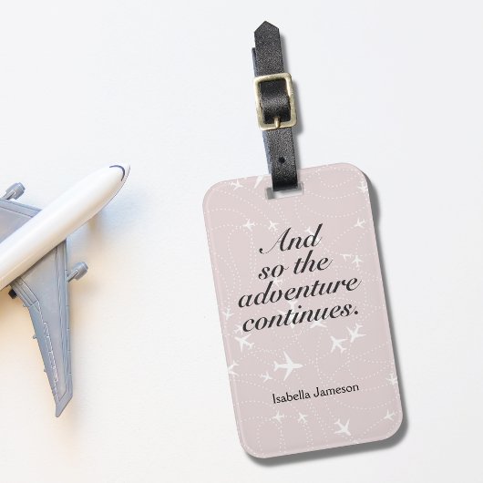 Cute Pink White Planes Adventure blijft op maat Bagagelabel