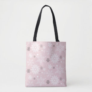 Cute Pink Winter Snowflake Holiday Season Draagtas