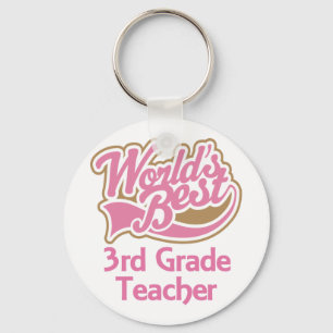 Cute Pink Worlds Best 3rd Grade Teacher Sleutelhanger