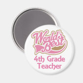 Cute Pink Worlds Best 4th Grade Teacher Magneet (Voorkant / Achterkant)