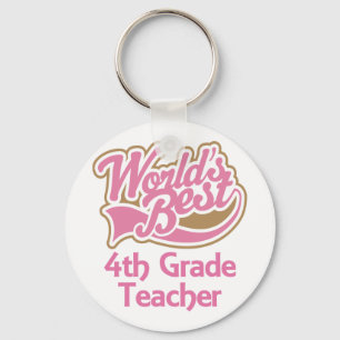 Cute Pink Worlds Best 4th Grade Teacher Sleutelhanger