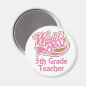 Cute Pink Worlds Best 5th Grade Teacher Magneet (Voorkant / Achterkant)