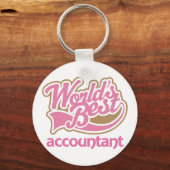 Cute Pink Worlds Best Accountant Sleutelhanger (Voorkant)