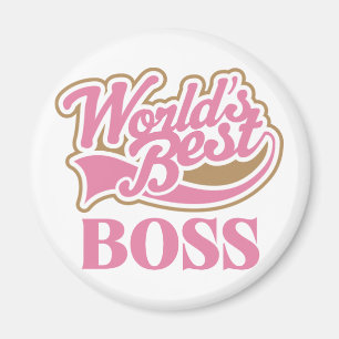 Cute Pink Worlds Best Boss Magneet