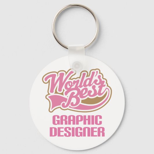 Cute Pink Worlds Best Graphic Designer Sleutelhanger (Voorkant)