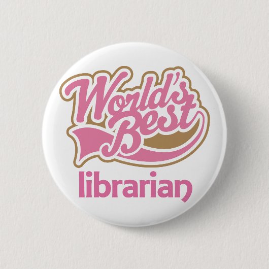 Cute Pink Worlds Best Librarian Ronde Button 5,7 Cm (Voorkant)
