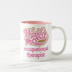 Cute Pink Worlds Best Occupational Therapist Tweekleurige Koffiemok