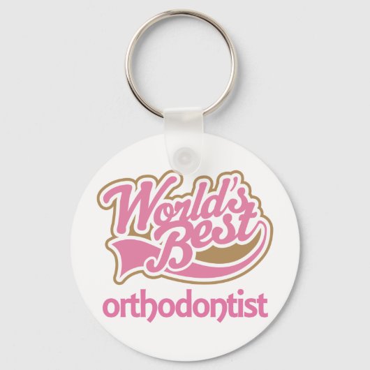 Cute Pink Worlds Best Orthodontist Sleutelhanger (Voorkant)