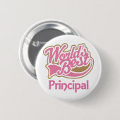 Cute Pink Worlds Best Principal Ronde Button 5,7 Cm (Voorkant /achterkant)