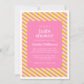 Cute Pink Yellow Pset Pattern Baby shower Kaart (Voorkant)