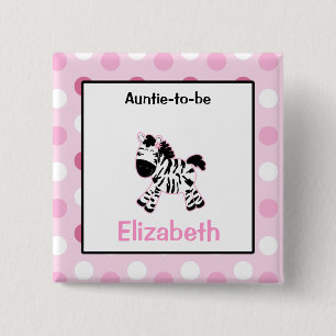 Cute Pink Zebra Gepersonaliseerd naam tag Button