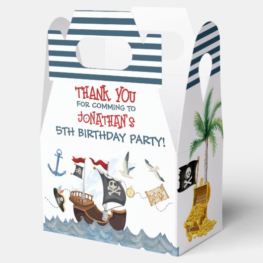 Cute Pirate Birthday Parchment Bedankt Bedankdoosjes (Geopend)