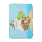 Cute Pirate Boy & A Big Ship Custom Name Badmat (Voorkant Verticaal)