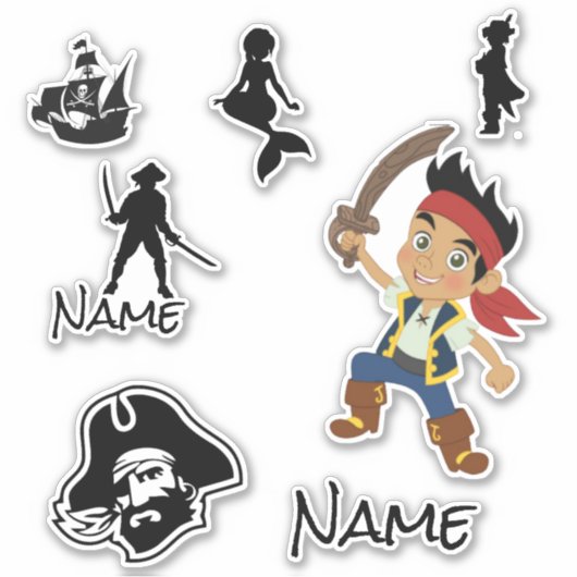 Cute Pirate Boy Custom-Cut Vinyl Sticker (Voorkant)