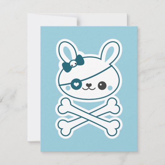 Cute Pirate Bunny Invitations de fête d'anniversai (Devant)
