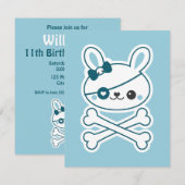 Cute Pirate Bunny Invitations de fête d'anniversai (Devant / Derrière)