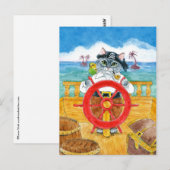 Cute Pirate Cat Budgie Caribbean Zee Ship briefkaa Briefkaart (Voorkant / Achterkant)