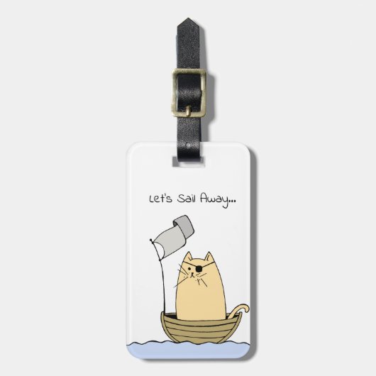Cute Pirate Cat Sailing Bagagelabel (Voorkant verticaal)
