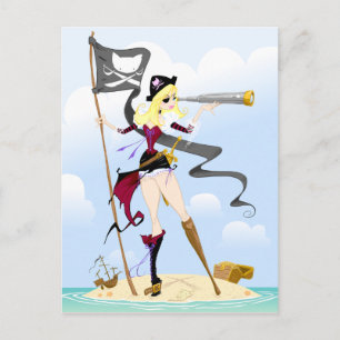 Cute Pirate Girl Briefkaarten