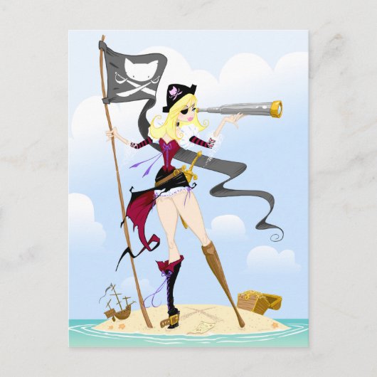 Cute Pirate Girl Briefkaarten (Voorkant)