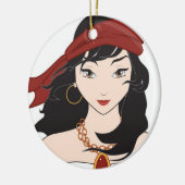 Cute Pirate Girl Keramisch Ornament (Links)