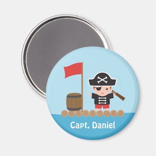 Cute Pirate Kapitein Ocean Raft Boy Magneet (Voorkant / Achterkant)