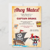 Cute Pirate Kids Birthday Party Kaart (Voorkant)