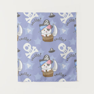 Cute Pirate Kitten Pattern Wandkleed
