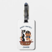 Cute Pirate Lion, gepersonaliseerd Kind Bagagelabel (Achterkant verticaal)