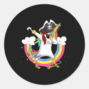 Cute Pirate Magical Unicorn Fun Geweldige Hallowee Ronde Sticker