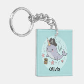 Cute Pirate Narwhal Sleutelhanger (Voorkant Links)