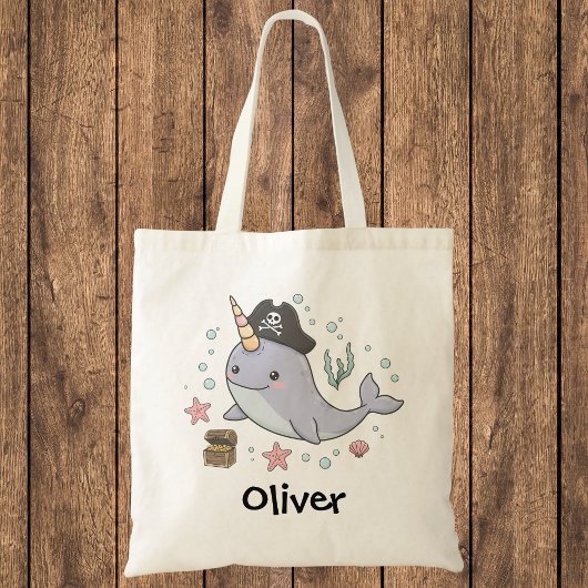 Cute Pirate Narwhal Tote Bag