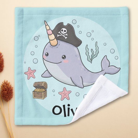 Cute Pirate Narwhal Washandje