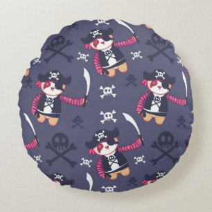 Cute Pirate Panda Beer Pattern Rond Kussen