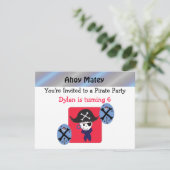 Cute Pirate Party Invitation Kaart (Staand voorkant)