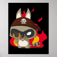 Cute pirate raccoon grappig cartoon charter poster