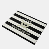 Cute Pirate Skull Stripe Welcome Aboard Doormat Deurmat (Schuin)
