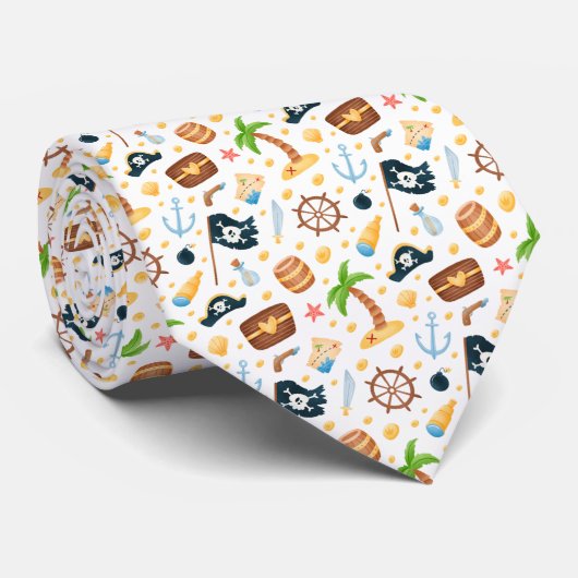 Cute Pirate Thormate Nautical Pattern Stropdas (Opgerold)