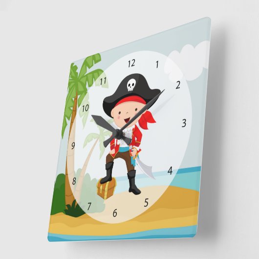 Cute Pirate Vierkante Klok (Hoek)