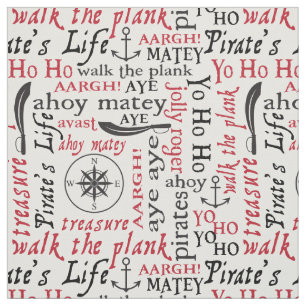 Cute Pirate Words Fabric Stof