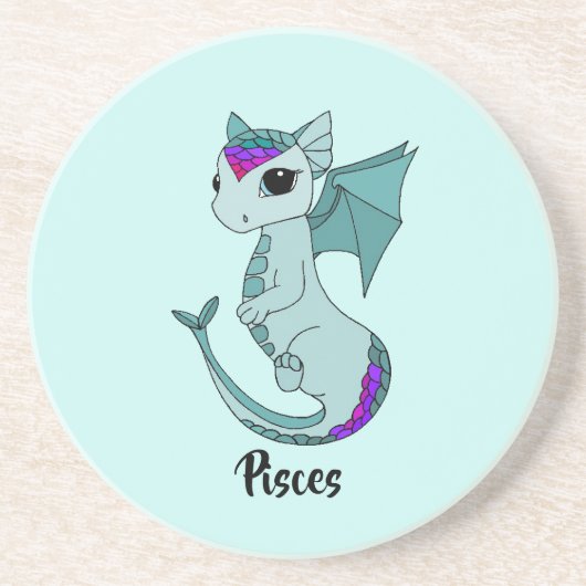 Cute Pisces Dragon design dessous de verre en grès (Devant)