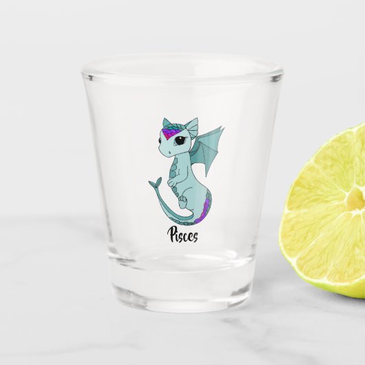Cute Pisces Dragon design zodiac shot glass Shot Glas (Voorkant)