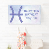 Cute Pisces Specialized Paars Happy Birthday Spandoek (Insitu)