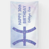 Cute Pisces Specialized Paars Happy Birthday Spandoek (Verticaal)